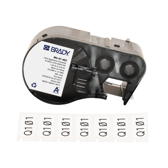 EAN 888434592007 - Brady M4-47-483 etiqueta de impresora Negro, Blanco Etiqueta para impresora autoadhesiva imagen 1