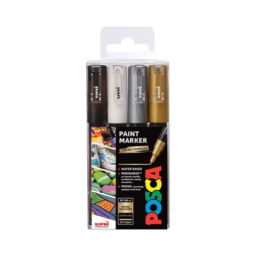 EAN 3296280033303 - POSCA PC-1M Negro, Oro, Plata, Blanco 4 pieza(s) imagen 1