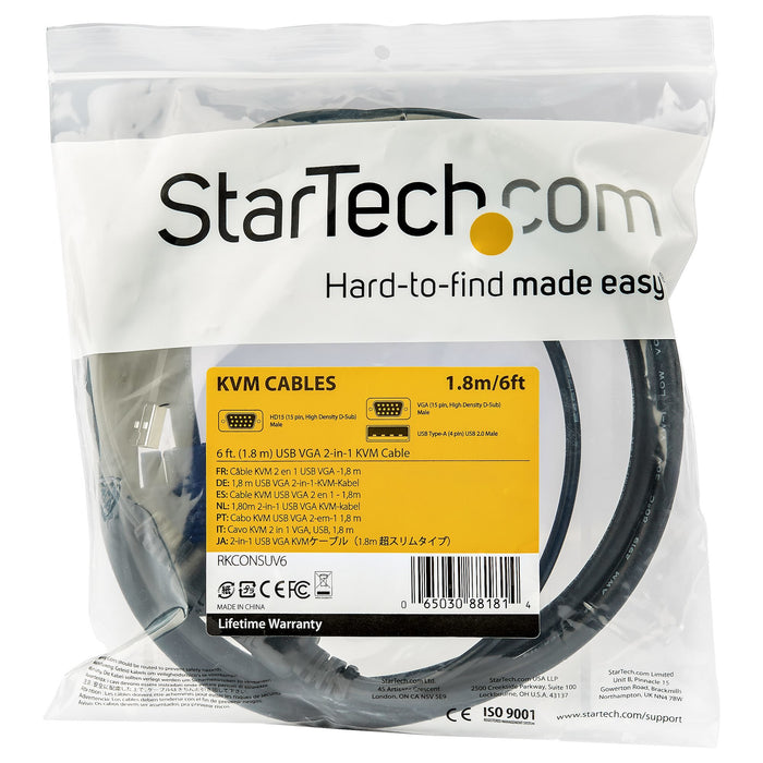 EAN 65030881814 - StarTech.com RKCONSUV6 cable para video, teclado y ratón (kvm) Negro imagen 5