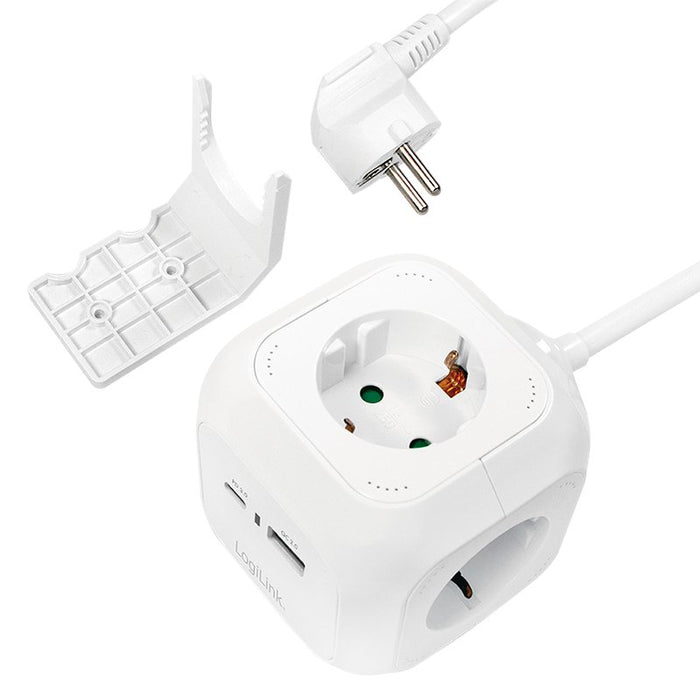 EAN 4052792073874 - LogiLink LPS283U base múltiple 1,4 m 4 salidas AC Interior Blanco imagen 4