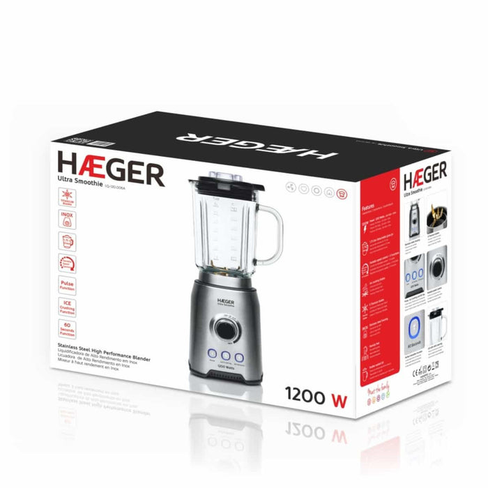 EAN 5608475016028 - Haeger LQ-120.006A licuadora 1,75 L Batidora de vaso 1200 W Negro, Acero inoxidable, Transparente imagen 3