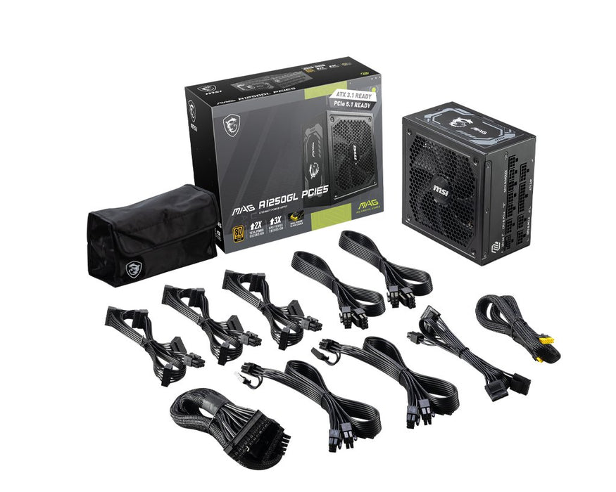 EAN 824142339756 - MSI MAG A1250GL PCIE5 unidad de fuente de alimentación 1250 W 24-pin ATX ATX Negro imagen 5