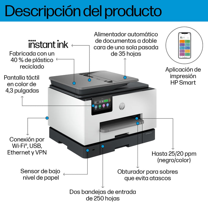 EAN 196786896095 - HP OfficeJet Pro 9135e AiO Printer Inyección de tinta térmica A4 4800 x 1200 DPI 25 ppm Wifi imagen 4