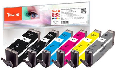 EAN 7640182384456 - Peach 320523 cartucho de tinta 6 pieza(s) Compatible Alto rendimiento (XL) Negro, Cian, Gris, Magenta, Am imagen 1