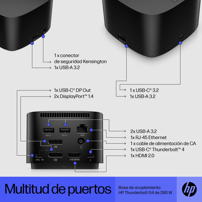 EAN 5704174883234 - HP Thunderbolt 280W G4 Dock w/Combo Cable Alámbrico Thunderbolt 4 Negro imagen 2