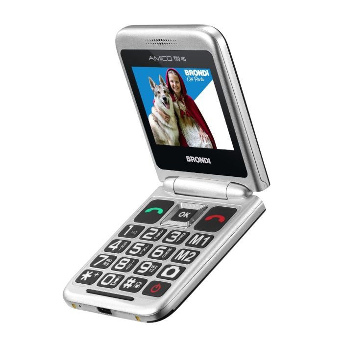 EAN 8015908820102 - Brondi AMICO TUO 4G 6,1 cm (2.4") Negro, Metálico Teléfono para personas mayores imagen 2