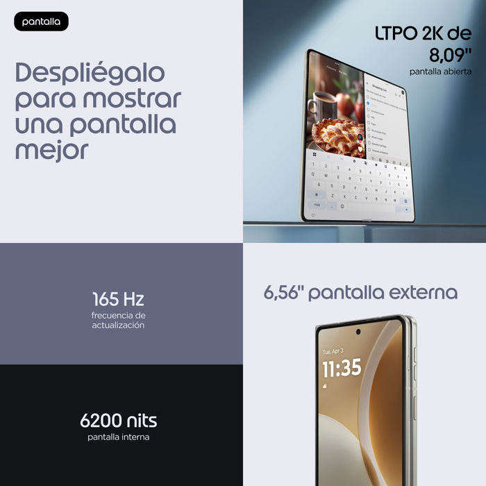 EAN 840493610832 - Motorola razr fold 20,6 cm (8.09") SIM doble Android 16.0 5G USB Tipo C 16 GB 512 GB 6000 mAh Blanco imagen 11