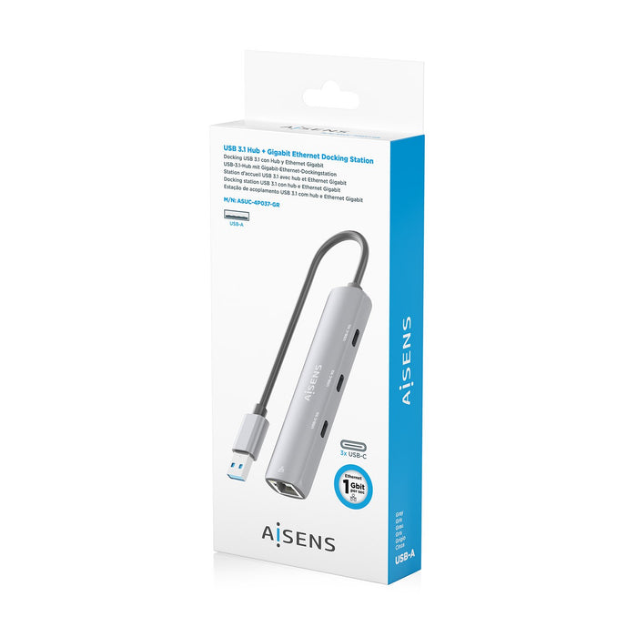 EAN 8435739903995 - AISENS ASUC-4P037-GR base para portátil y replicador de puertos Alámbrico USB 3.2 Gen 1 (3.1 Gen 1) Type- imagen 8
