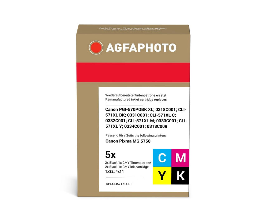 EAN 4250164856449 - AgfaPhoto APCCLI571XLSET cartucho de tinta 5 pieza(s) Compatible Alto rendimiento (XL) Negro, Cian, Magen imagen 2