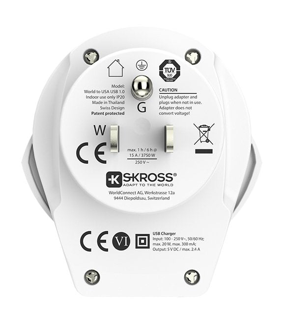 EAN 7640326820482 - Skross 1.500268-E adaptador de enchufe eléctrico Tipo B Universal Blanco imagen 2