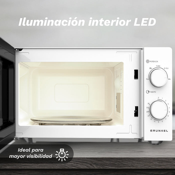 EAN 8426156019123 - Grunkel MW-20EASY microondas Blanco, Negro Solo microondas Encimera 20 L 700 W imagen 3