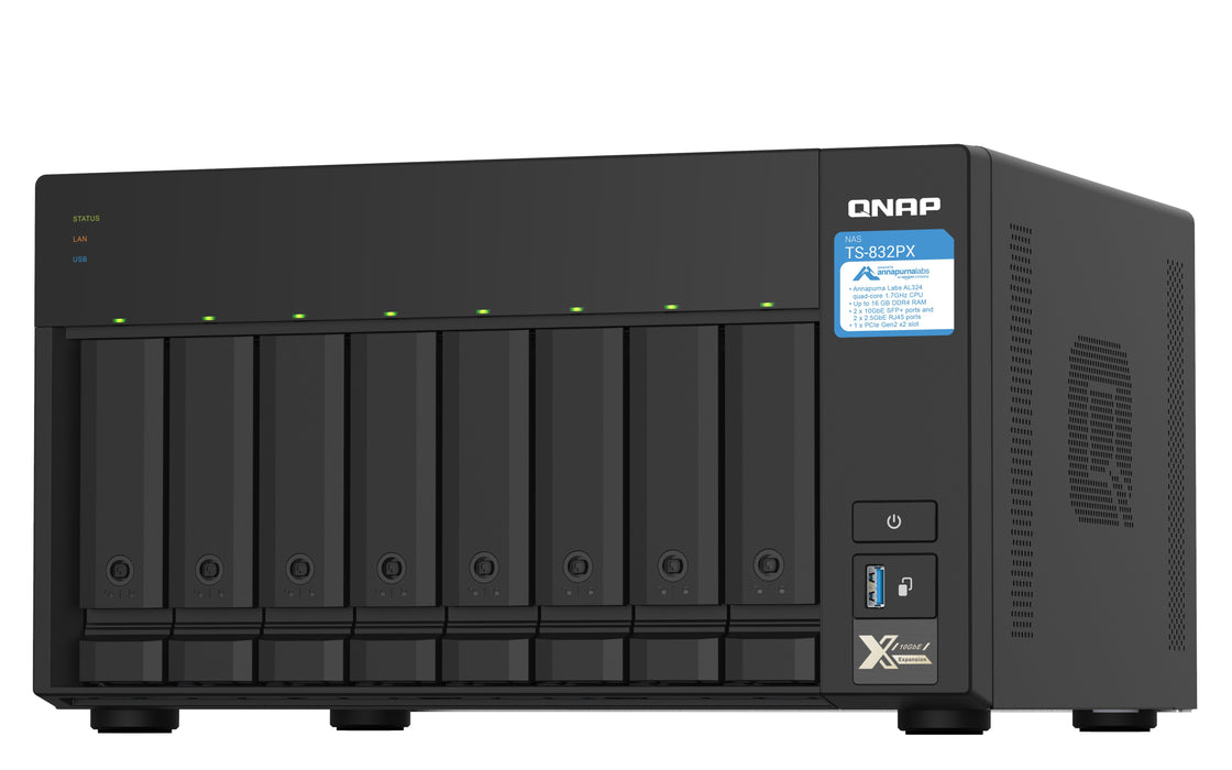 EAN 4713213518182 - QNAP TS-832PX NAS Torre Annapurna Labs AL324 4 GB DDR4 0 TB QNAP Turbo System Aluminio, Negro imagen 4