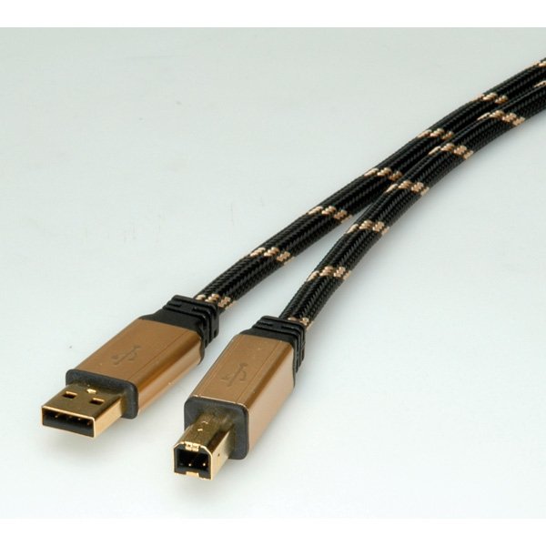 EAN 7611990194537 - ROLINE 11.02.8805 cable USB USB 2.0 4,5 m USB A USB B Negro, Oro imagen 2