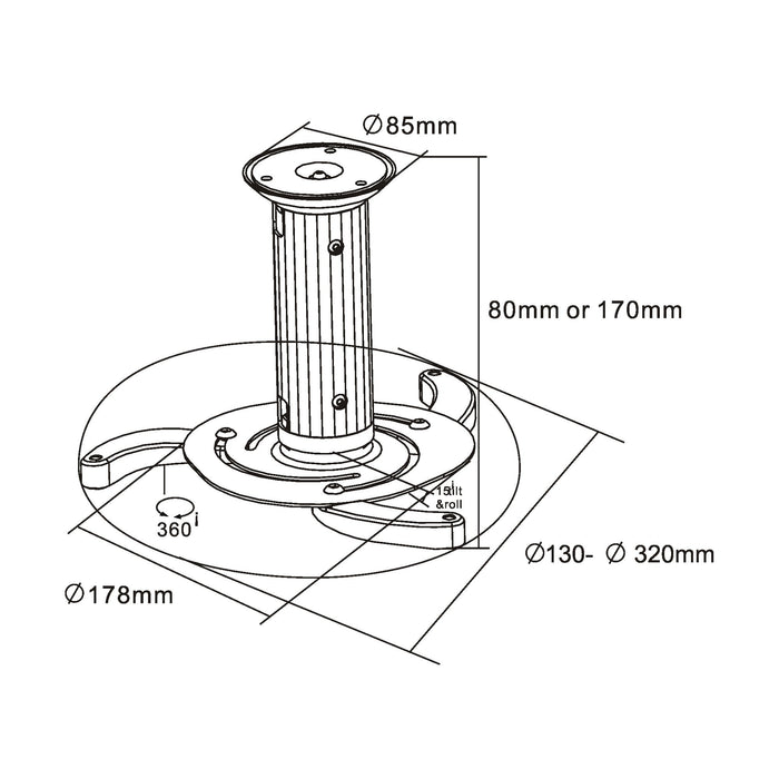 EAN 4043718172337 - InLine 23134A montaje para projector Techo Negro imagen 2