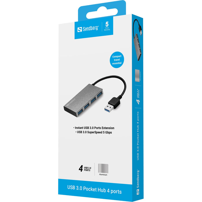 EAN 5705730133886 - Sandberg 133-88 hub de interfaz USB 3.2 Gen 1 (3.1 Gen 1) Type-A 5000 Mbit/s Blanco imagen 3