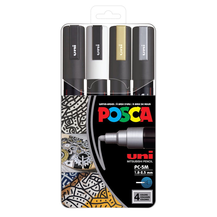 EAN 3296280033426 - POSCA PC-5M Negro, Oro, Plata, Blanco 4 pieza(s) imagen 1