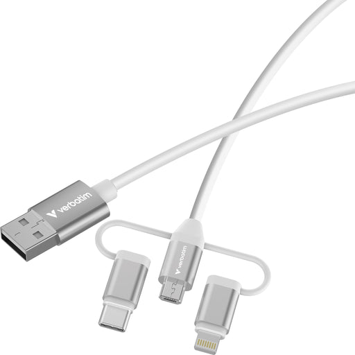 EAN 23942323945 - Verbatim 32394 cable USB USB 2.0 1 m USB A 2 x USB C/Micro USB-B/Lightning 0,48 Gbit/s 18 W Blanco imagen 1