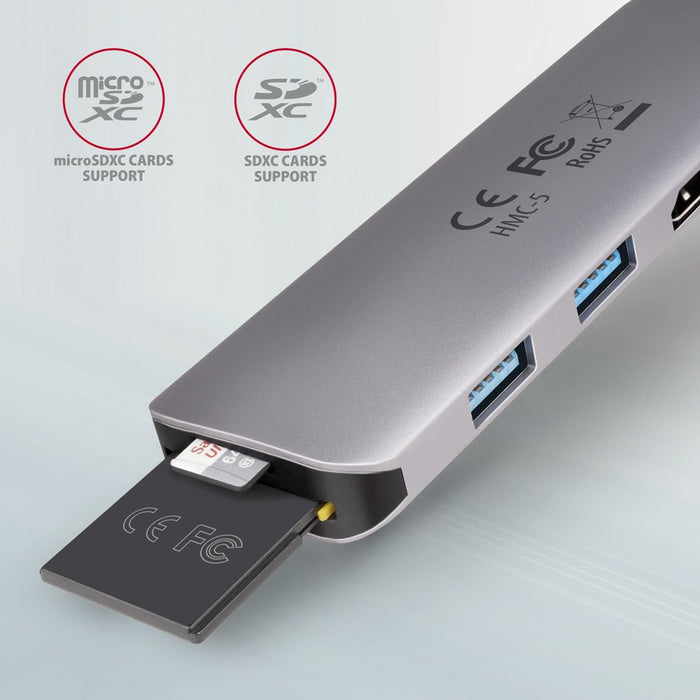 EAN 8595247906175 - Axagon HMC-5 base para portátil y replicador de puertos Alámbrico USB 3.2 Gen 1 (3.1 Gen 1) Type-C Gris imagen 3
