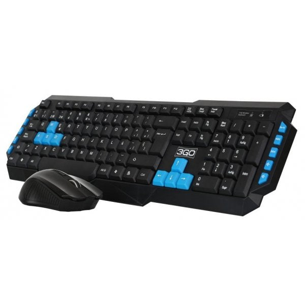 EAN 8436531559212 - 3GO COMBODRILEW2 teclado Ratón incluido Universal RF inalámbrico QWERTY Español Negro, Azul imagen 1