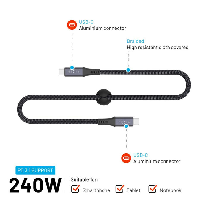 EAN 8591680168675 - FIXED FIXDBP-CC2-GR cable USB USB 2.0 2 m USB C 20 Gbit/s 240 W Gris imagen 6
