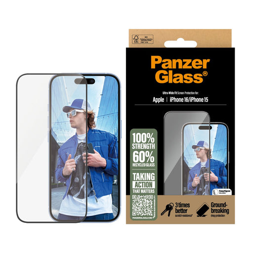 EAN 5715685002373 - PanzerGlass ® Screen Protector iPhone 16 | 15 | Ultra-Wide Fit Protector de pantalla Apple 1 pieza(s) imagen 2