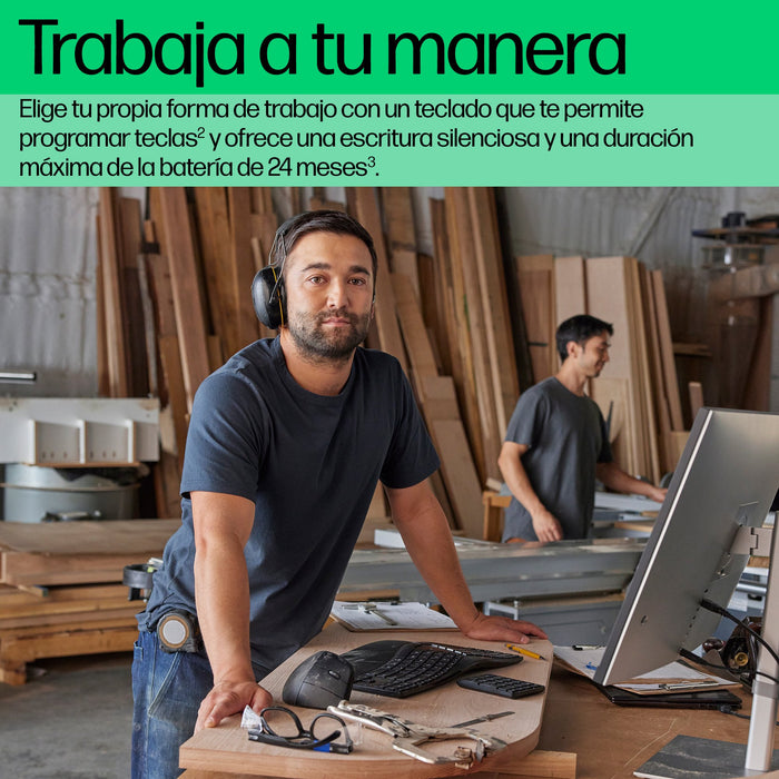 EAN 0197192179260 - HP 960 BLK Ergonomic Wireless Keyboard teclado Hogar RF Wireless + Bluetooth Negro imagen 5