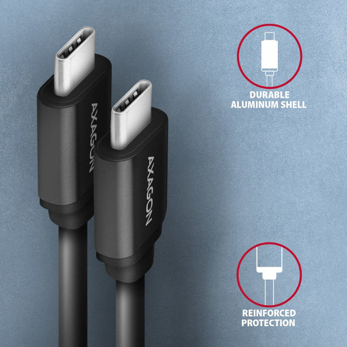 EAN 8595247906236 - Axagon Data and charging USB 2.0 cable 1.1 m long. PD 60W, 3A. Black twisted. cable USB 1,1 m USB C Negro imagen 3