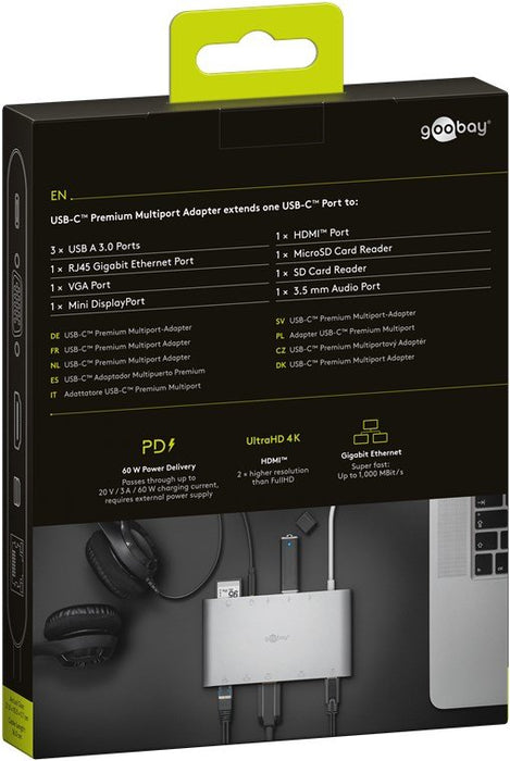 EAN 4040849621130 - Goobay 62113 base para portátil y replicador de puertos Alámbrico USB 3.2 Gen 1 (3.1 Gen 1) Type-C Plata imagen 9