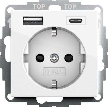 EAN 4010337076179 - GIRA System 55 toma de corriente Type F + USB A + USB C Blanco imagen 1
