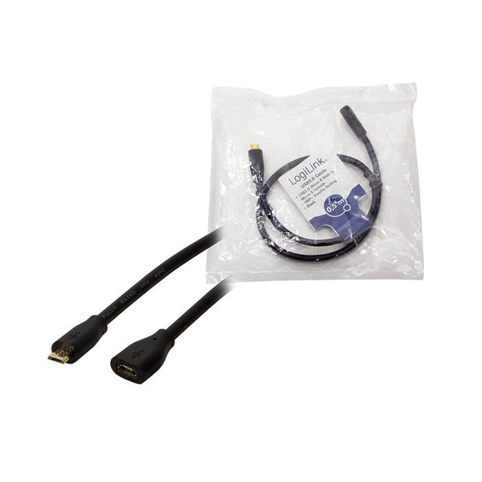 EAN 4052792047158 - LogiLink CU0120 cable USB USB 2.0 0,5 m Micro-USB B 0,48 Gbit/s Negro imagen 3