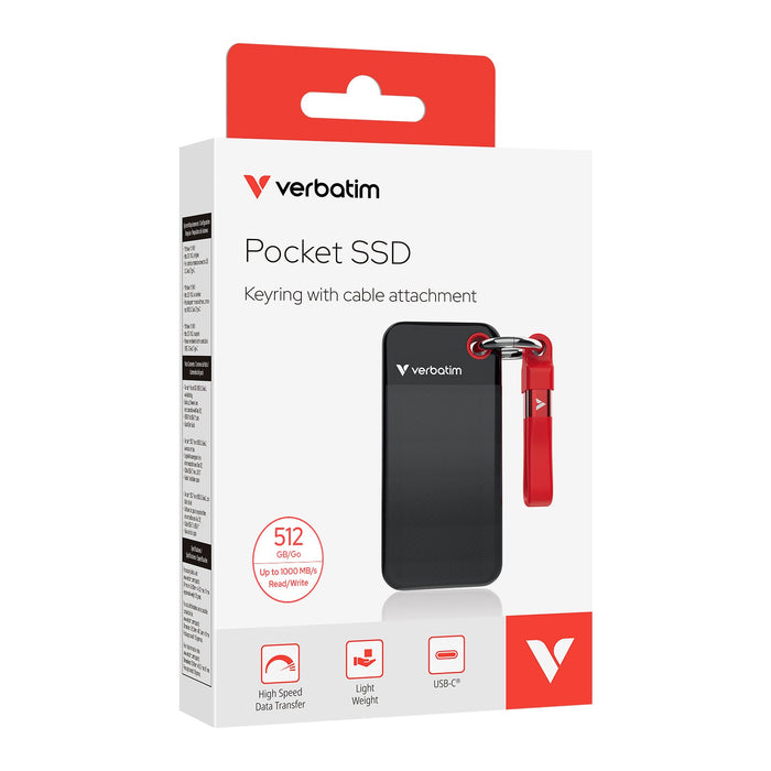 EAN 23942322849 - Verbatim Pocket SSD 512 GB USB Tipo C 3.2 Gen 2 (3.1 Gen 2) Negro, Rojo imagen 6