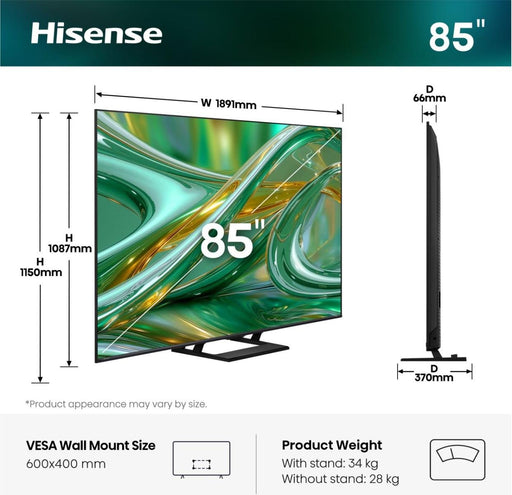 EAN 6942351434148 - Hisense 85E8S 2,16 m (85") 4K Ultra HD Smart TV Wifi Negro imagen 2