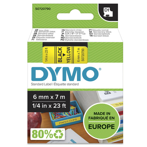EAN 5411313436182 - DYMO D1 Standard - Black on Yellow - 6mm cinta para impresora de etiquetas Negro sobre amarillo imagen 2