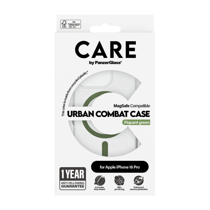 EAN 5715685004360 - PanzerGlass CARE™ by ® Urban Combat Case Transparent w. Green MagSafe iPhone 16 Pro funda para teléfono m imagen 3