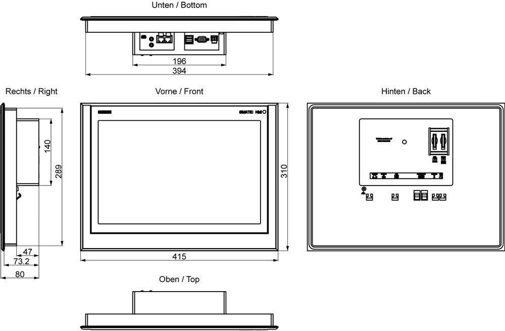 EAN 4047623405993 - Siemens 6AV2124-0QC13-0AX0 panel de control táctil 39,1 cm (15.4") 800 x 1280 Pixeles imagen 3