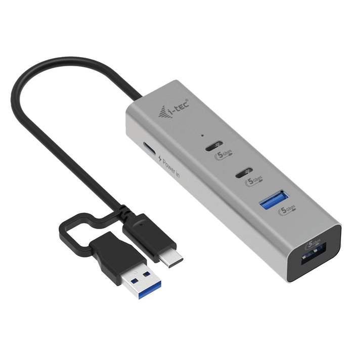 EAN 8595611707247 - i-tec Metal CAHUBMETAL2A2CPD hub de interfaz USB 3.2 Gen 1 (3.1 Gen 1) Type-A + Type-C 5000 Mbit/s Plata imagen 1