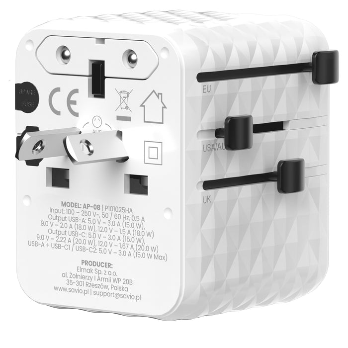 EAN 5905106070993 - Savio AP-08 adaptador e inversor de corriente 20 W Blanco imagen 4