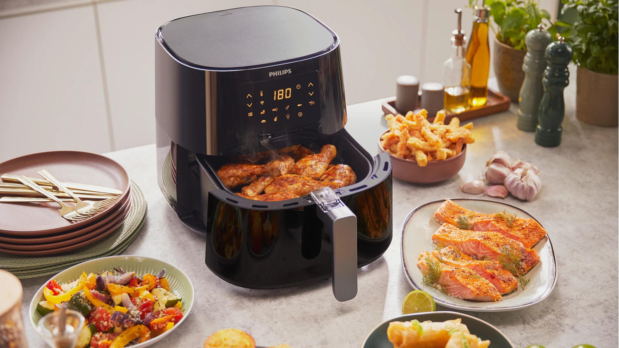 EAN 8710103975571 - Philips Essential HD9280/70 freidora Sencillo 6,2 L 2000 W Freidora de aire caliente Negro, Plata imagen 8