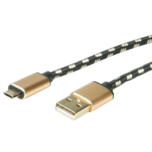 EAN 7630049612006 - ROLINE 11.02.8819 cable USB USB 2.0 0,8 m USB C Micro-USB B Negro, Oro imagen 2