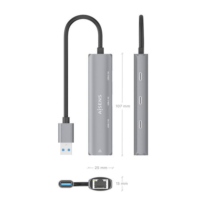 EAN 8435739903995 - AISENS ASUC-4P037-GR base para portátil y replicador de puertos Alámbrico USB 3.2 Gen 1 (3.1 Gen 1) Type- imagen 4