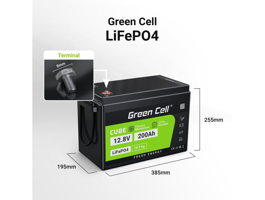 EAN 5904326373884 - Green Cell akumulator LiFePO4 200Ah 12.8V 2560Wh Litowo-¯elazowo-Fosforanowy do Kampera, Paneli solarnych imagen 2