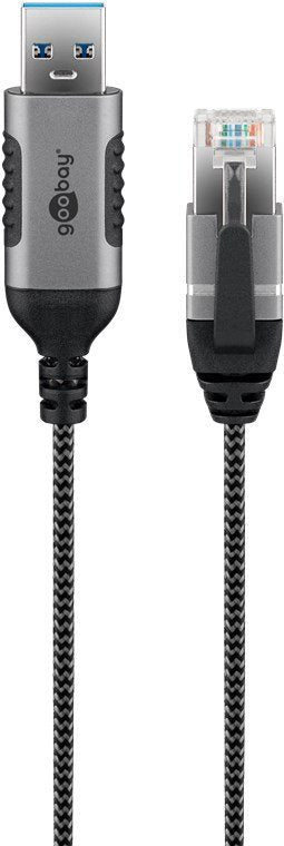 EAN 4040849743979 - Goobay 74397 cambiador de género para cable USB 3.0 type A RJ45 Negro, Plata imagen 1