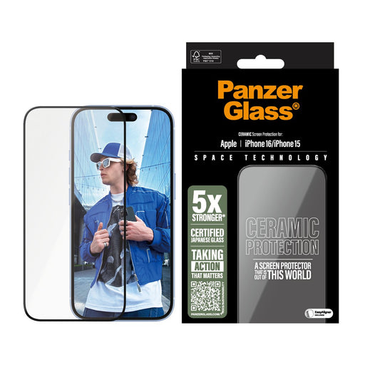 EAN 5715685002298 - PanzerGlass ® Ceramic Screen Protector iPhone 16 | 15 | Ultra-Wide Fit w. EasyAligner Protector de pantal imagen 2