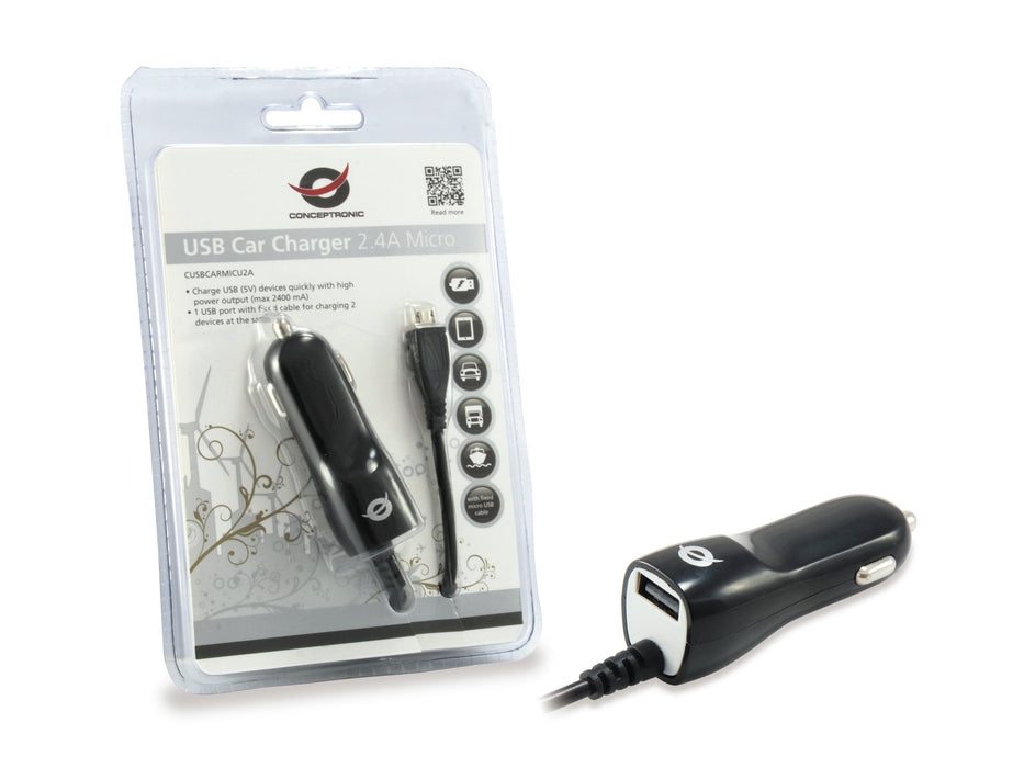 EAN 8714909027274 - Conceptronic CUSBCARMICU2A cargador de dispositivo móvil Universal Negro, Blanco Encendedor de cigarrillo imagen 5