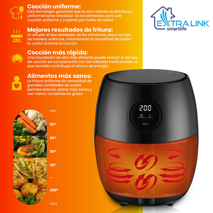 EAN 5906168633218 - Extralink HOME AIR FRYER 2L EU SJ-200 freidora Sencillo Independiente 1000 W Freidora de aire caliente Ne imagen 26