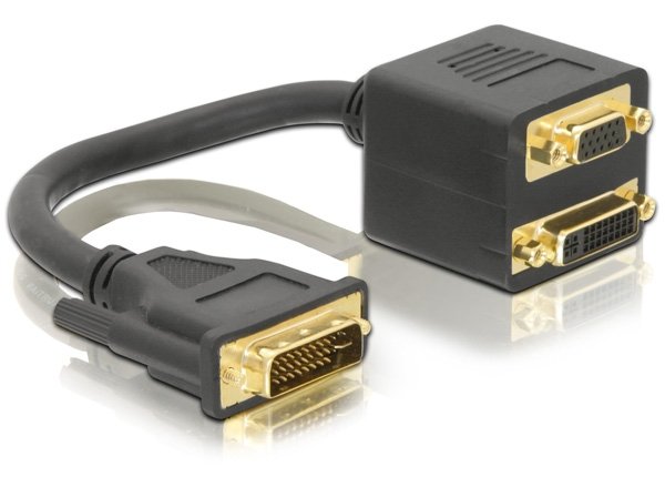 EAN 4043619650521 - DeLOCK Adapter DVI29 male to DVI29 + VGA female 0,2 m DVI DVI + VGA (D-Sub) Negro imagen 1