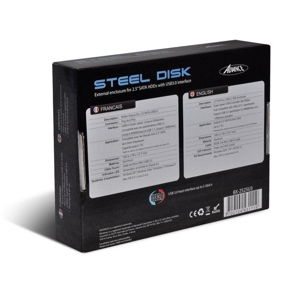 EAN 3700104431119 - ADVANCE BX-2525U3 caja para disco duro externo Caja de disco duro (HDD) Negro 2.5" imagen 5