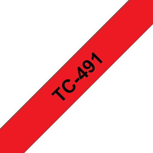 EAN 4977766050739 - Brother TC-491 cinta para impresora de etiquetas Negro sobre rojo imagen 1