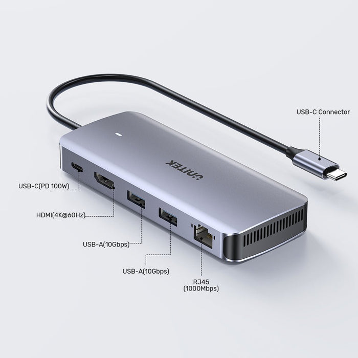 EAN 4894160051967 - UNITEK D1120A01 base para portátil y replicador de puertos Alámbrico USB 3.2 Gen 2 (3.1 Gen 2) Type-C Gri imagen 6