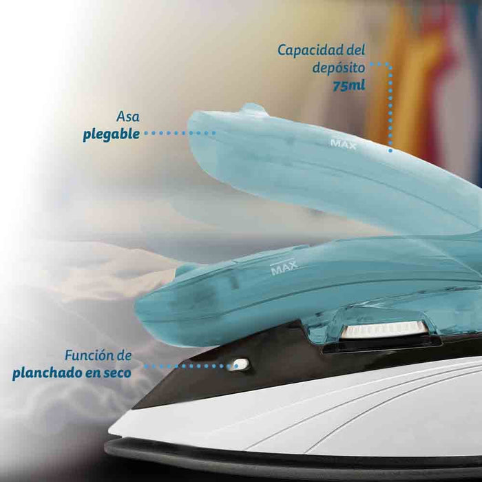 EAN 8426156015668 - Grunkel PLV-900 plancha Plancha vapor-seco Suela antiadherente 900 W Blanco, Azul imagen 4